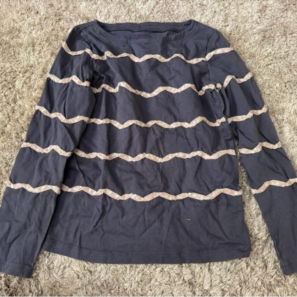 Grey and Beige Striped Girl’s Top
